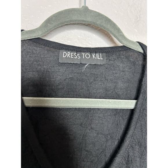 Vintage Dress To Kill Black Crinkle Tunic Lagenlook Whimsigoth Size 1 - Picture 3 of 9